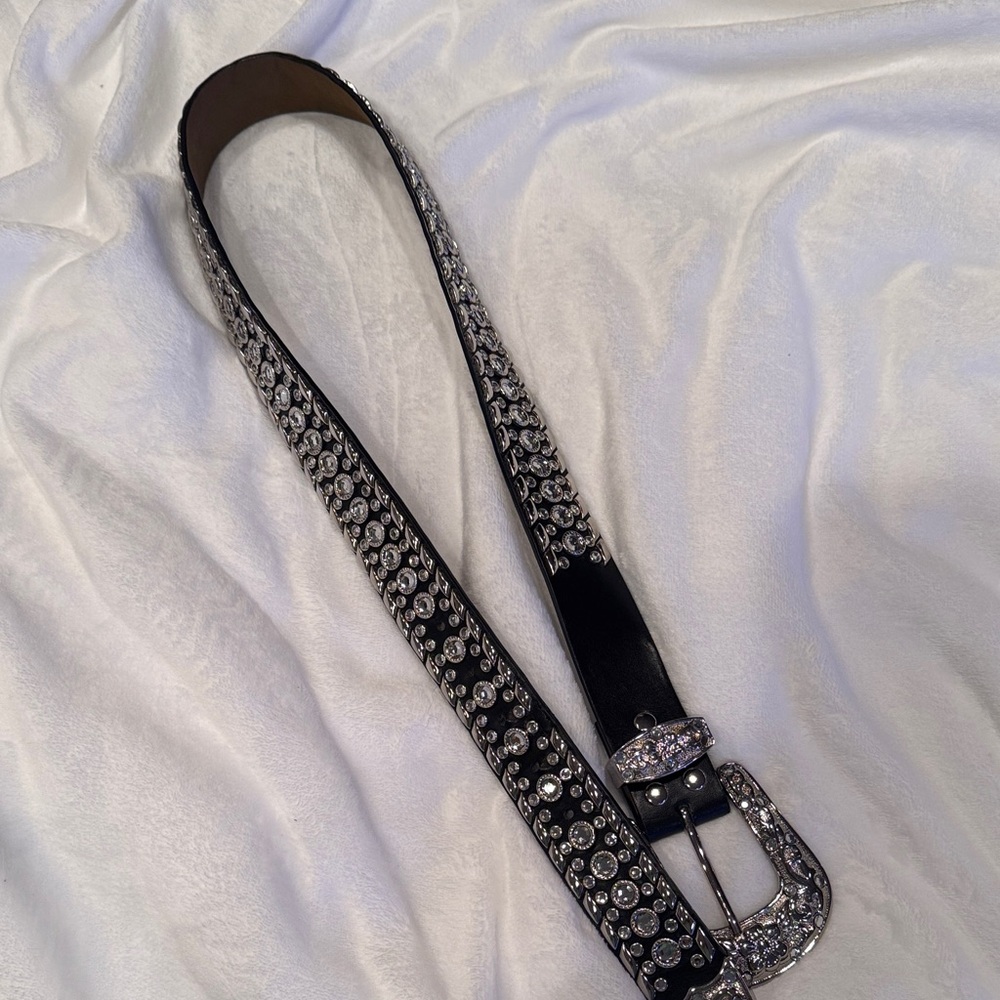 Elegant Black and Silver Embellished Belt